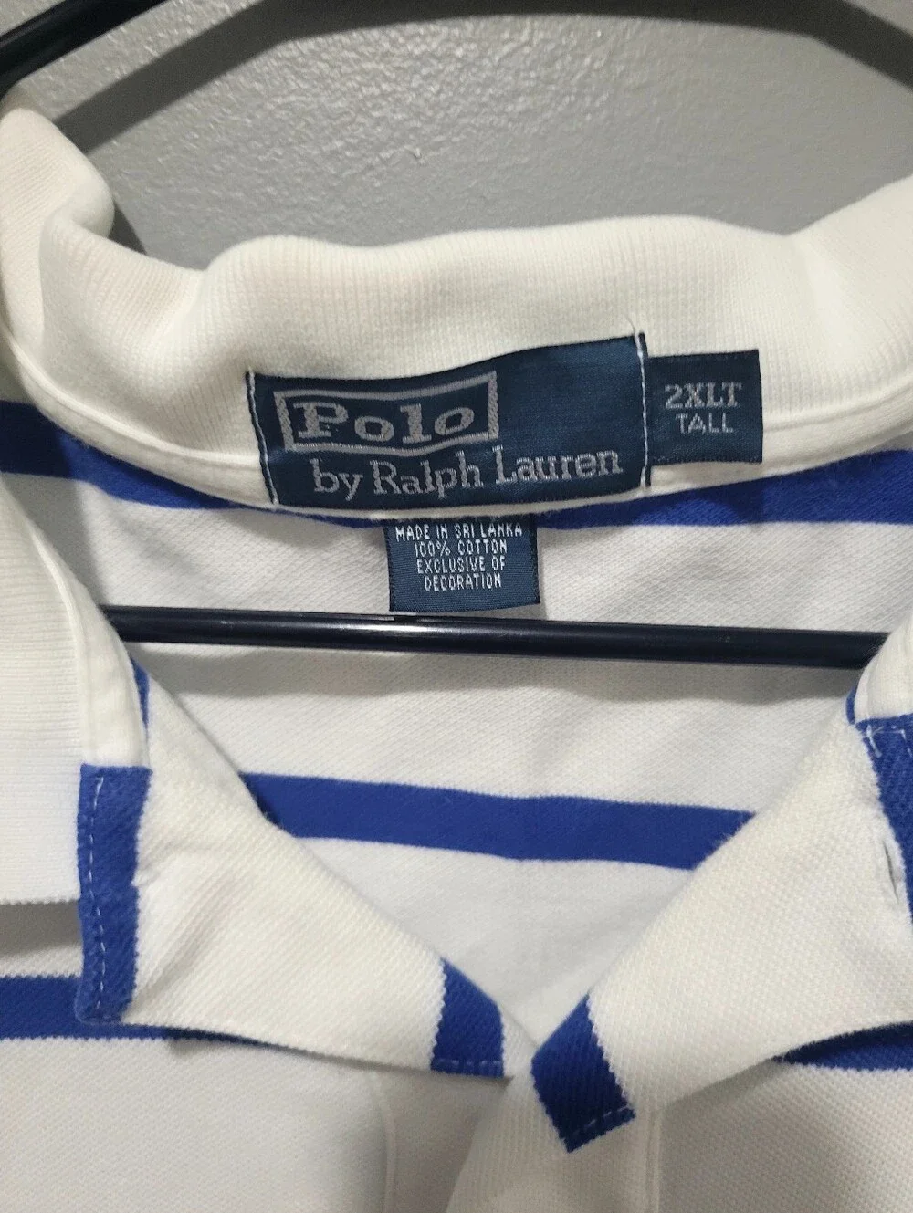 Ralph Lauren By Polo White & Blue Striped Collar Pullover Sz 2xlt